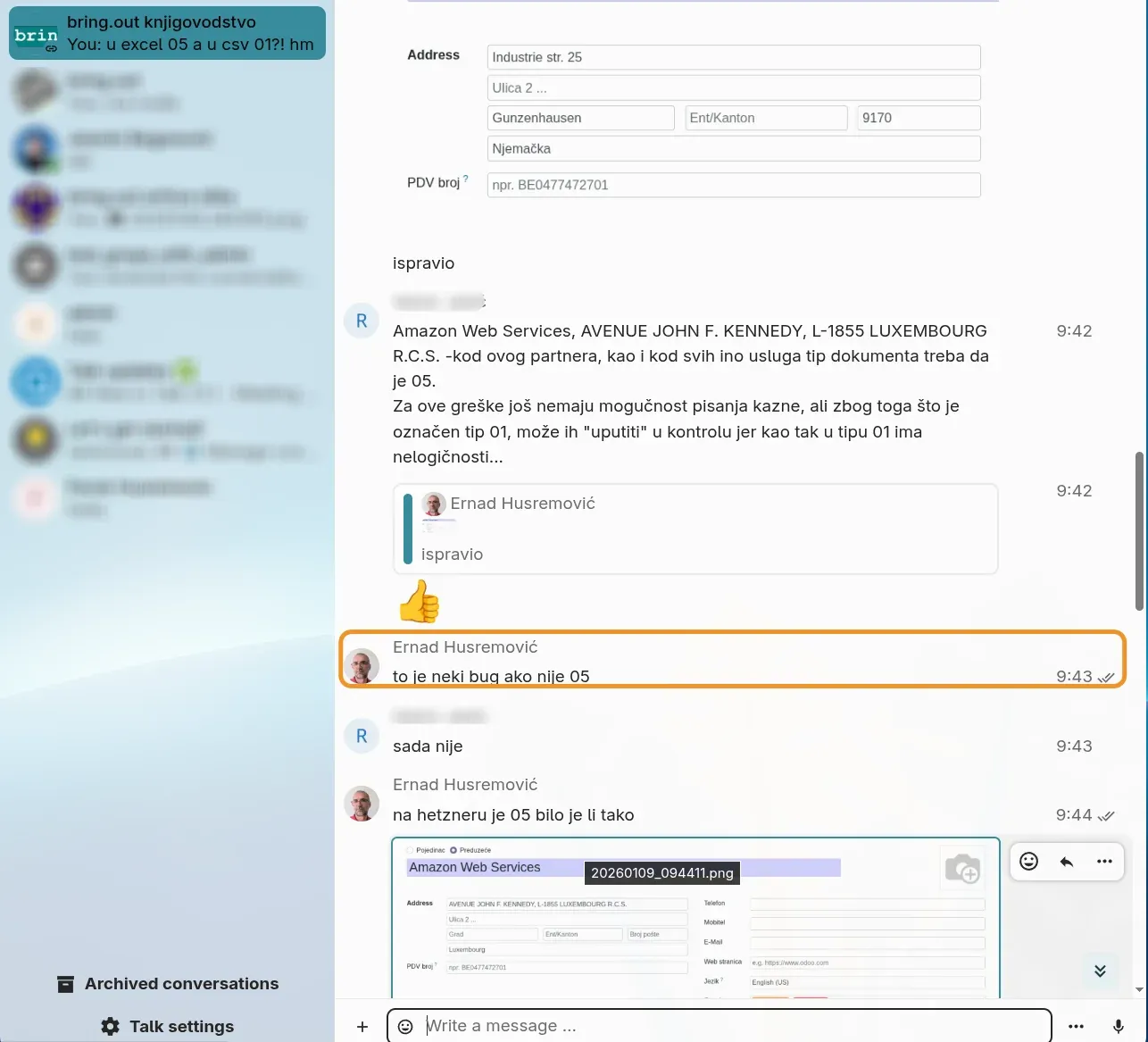 Početak razgovora - detekcija buga