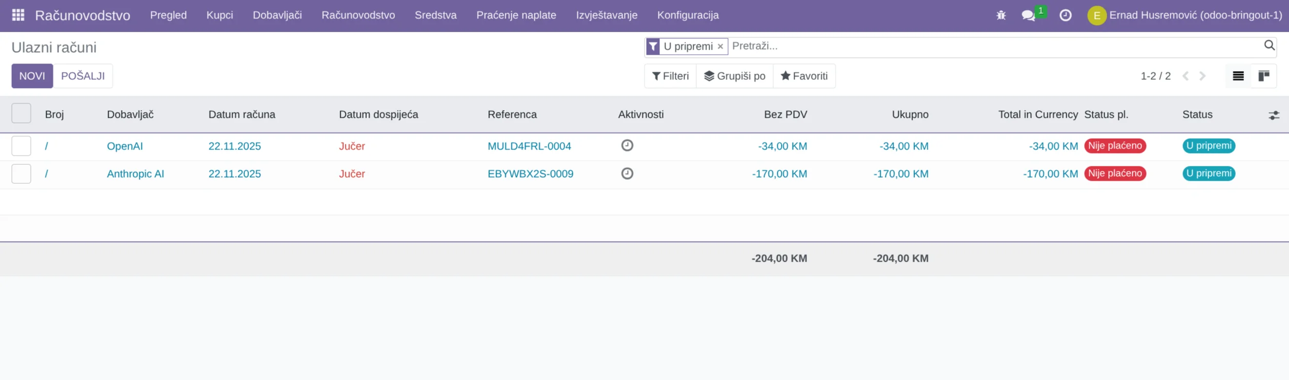 Odoo ulazni računi