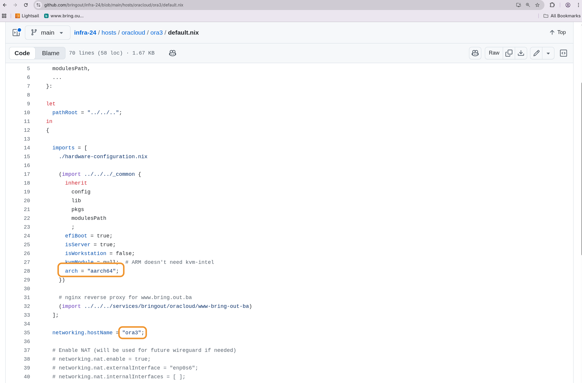 Nix konfiguracija ora3 host