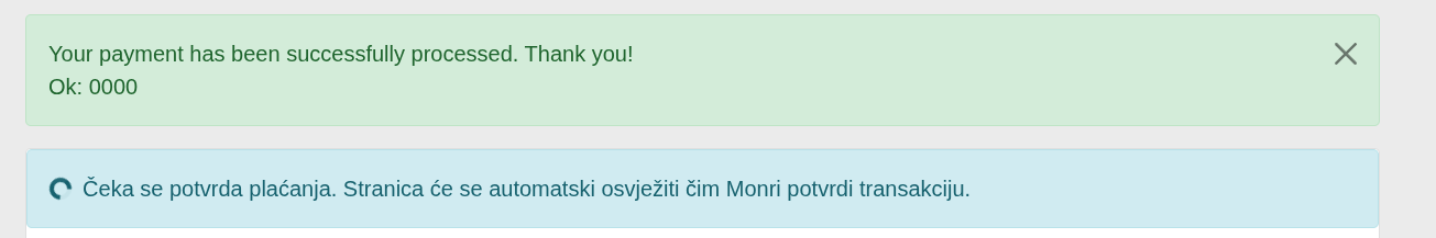 Potvrda plaćanja sa webhook čekanjem