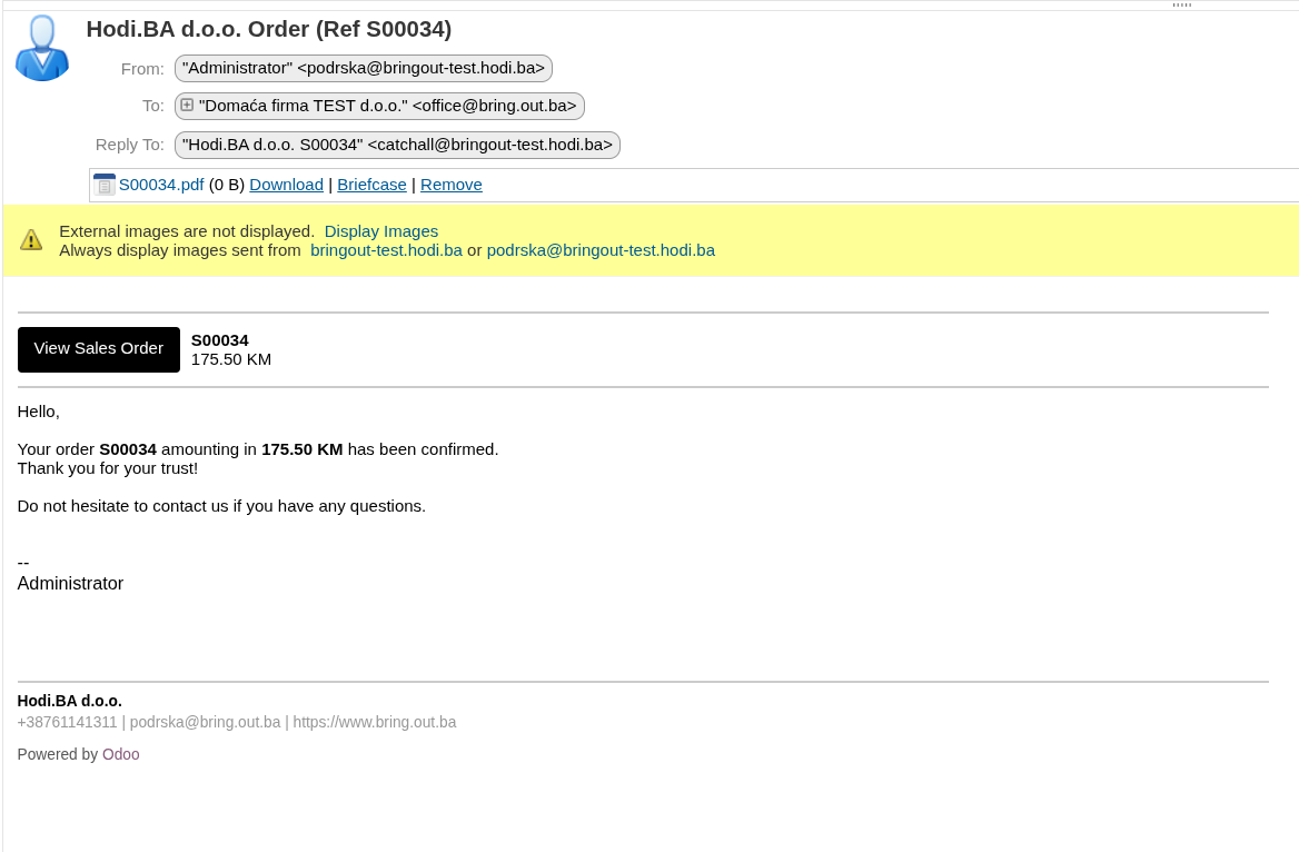 Email potvrde narudžbe