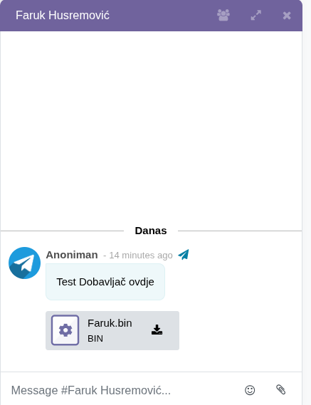 Klijent šalje prvu poruku botu