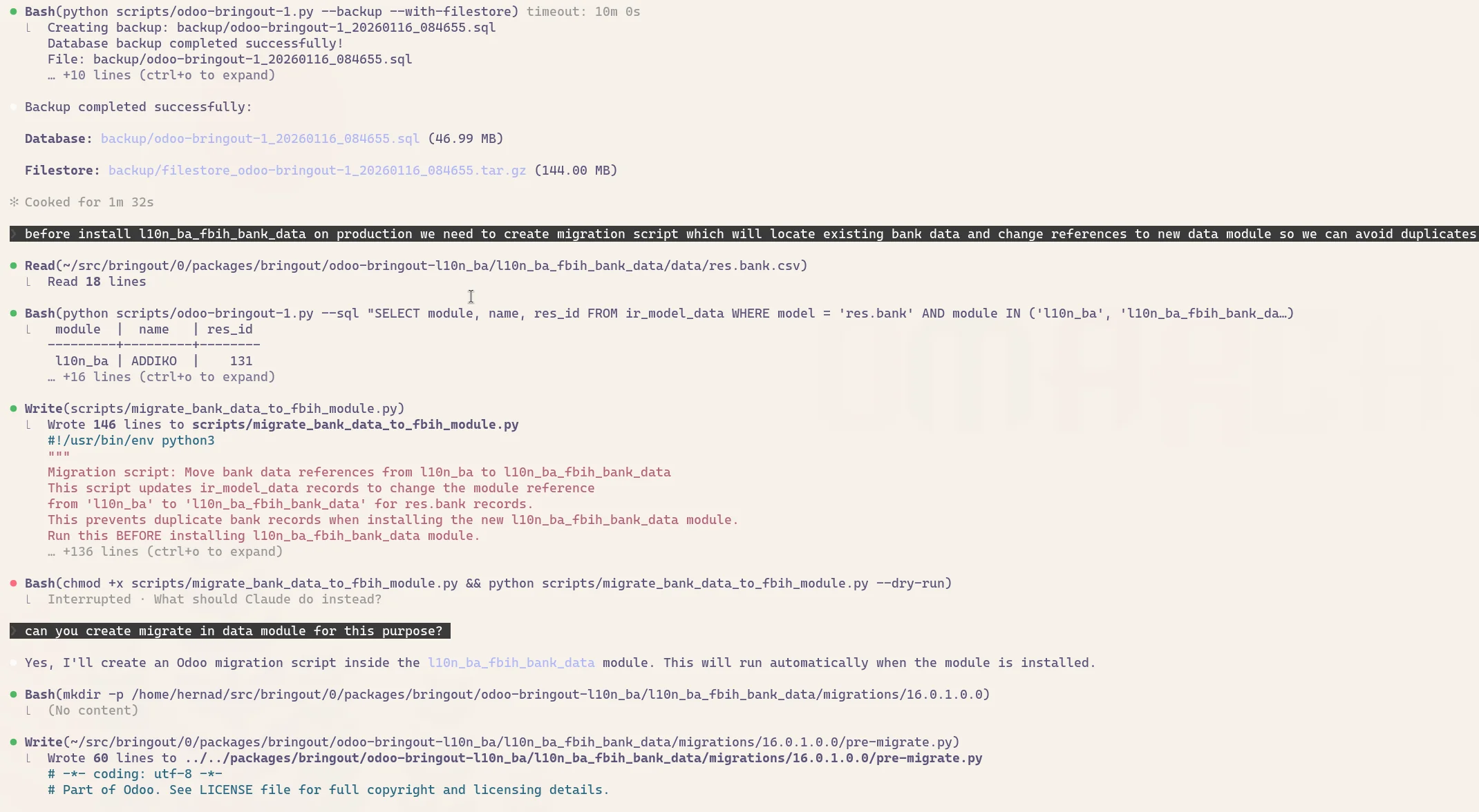 Backup completed successfully