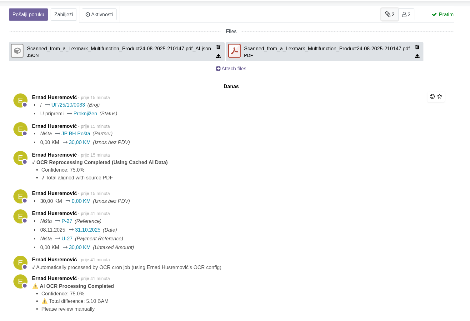 Odoo Vendor Bill Attachments