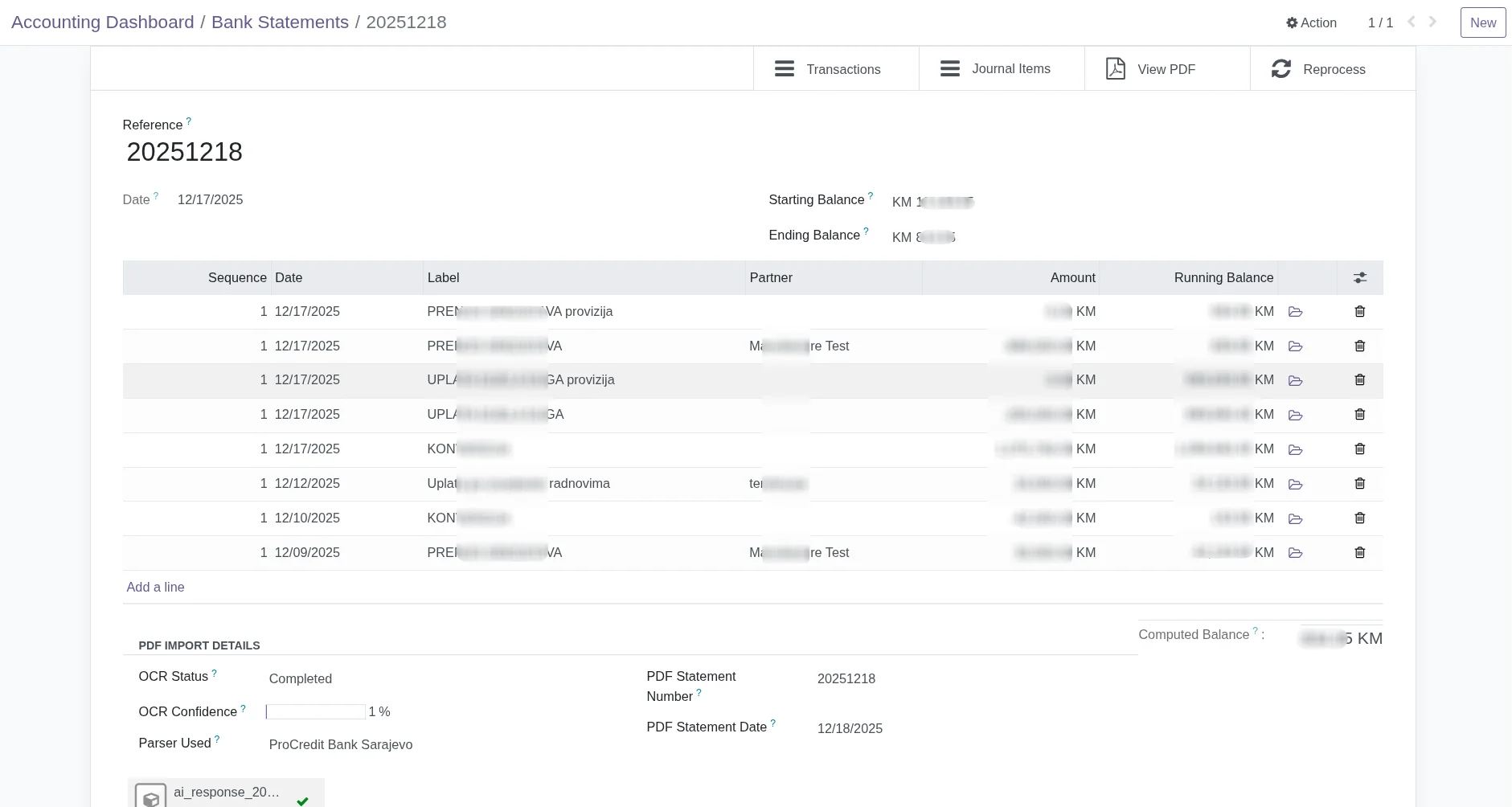 Procredit banka u Odoo