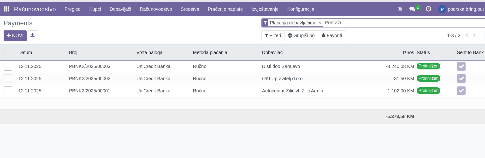 Plaćanja dobavljačima