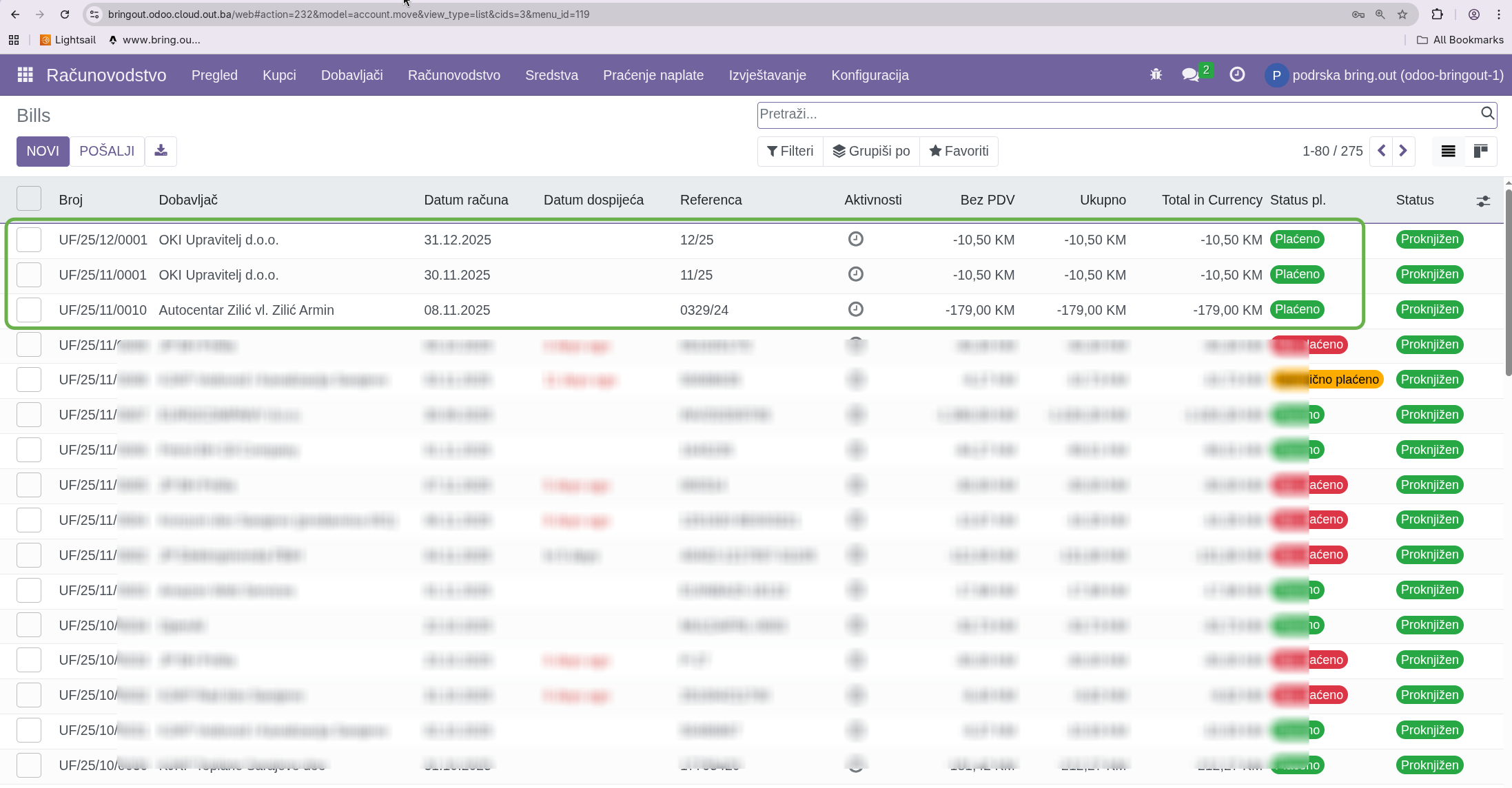 Status ulaznih računa