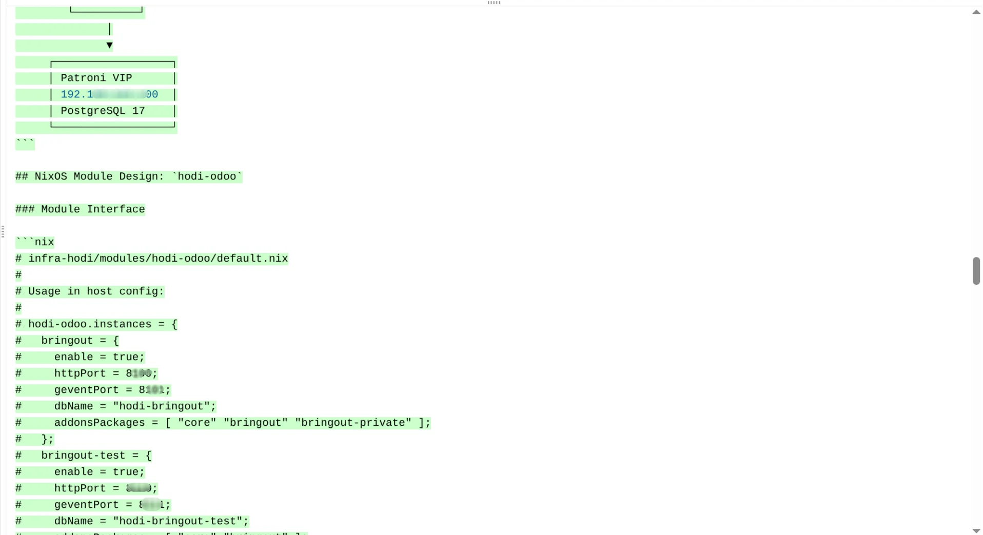 Patroni VIP, PostgreSQL, NixOS modul