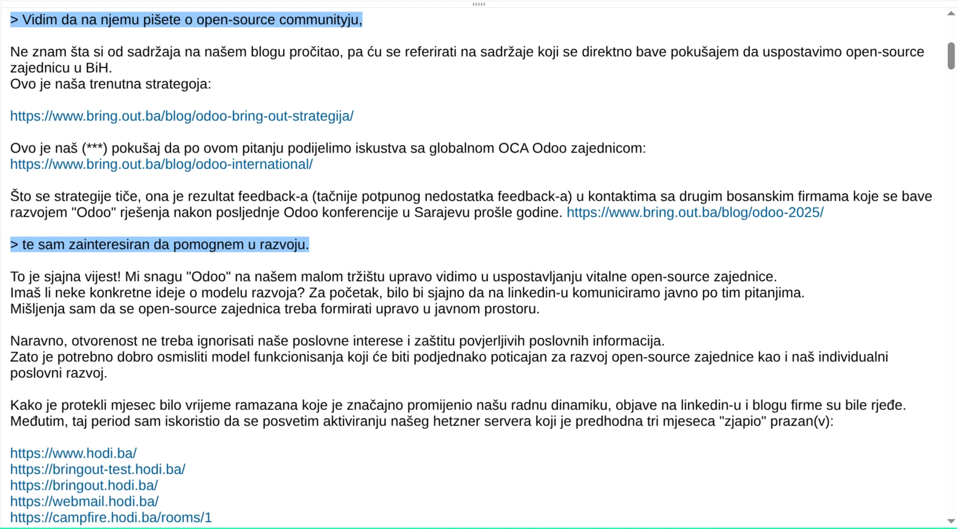 Email odgovor - strategija i open-source